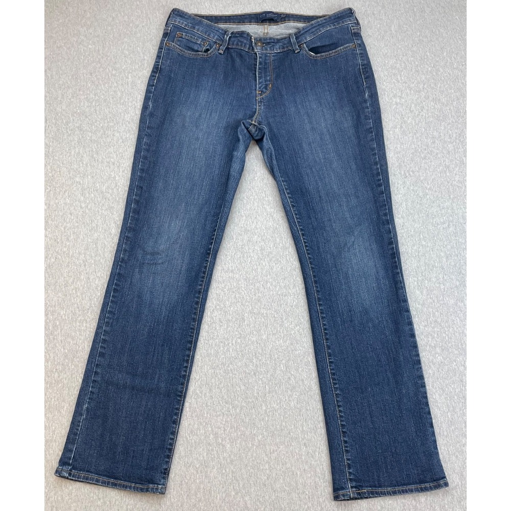Levis Jeans Women 14/32 Blue Cotton Blend Stretch Straight Slight Curve Mid-Rise
